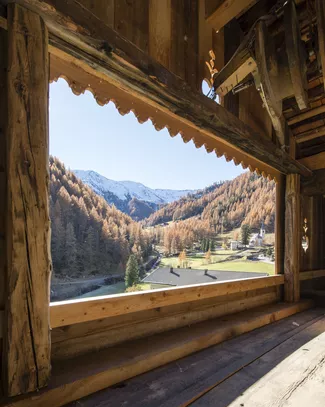 Giatla Hof Panoramablick aus der Sauna